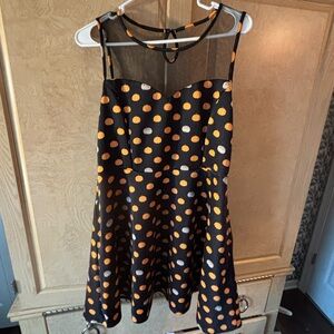 Pusheen Black Dress with Orange Pumpkin Print